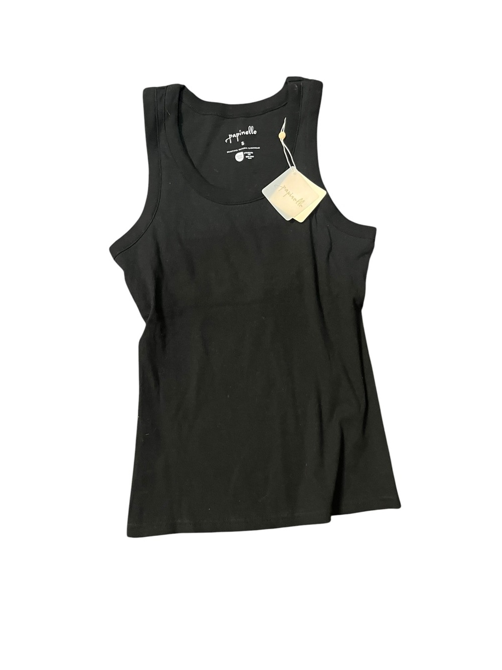 Nwt- Papinelle Women's Black Ribbed Tank Top - Sleeveless Knit — image 2 of 5